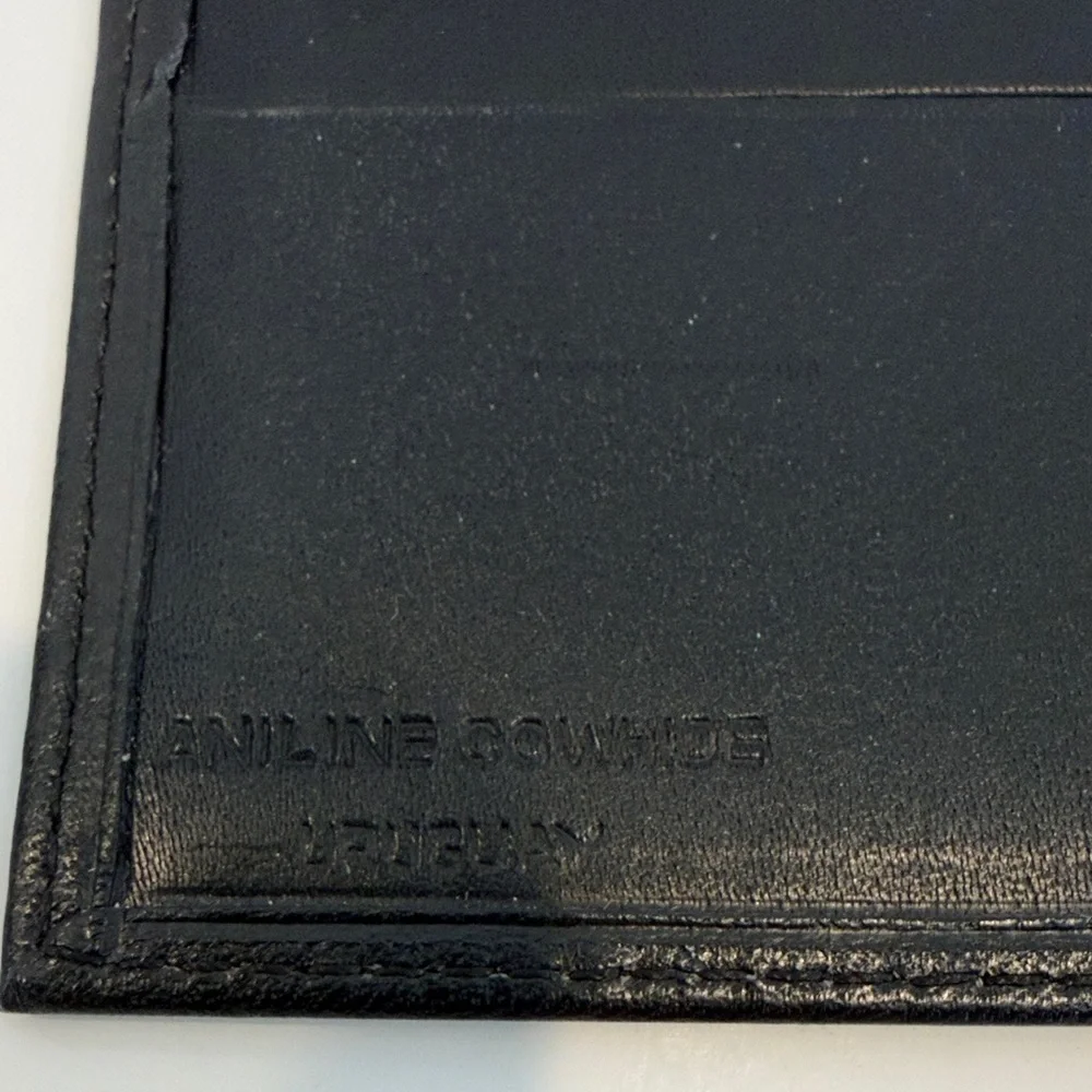 Vintage Yves Saint Laurent Midnight Black Leather Bifold Wallet Aniline Cowhide